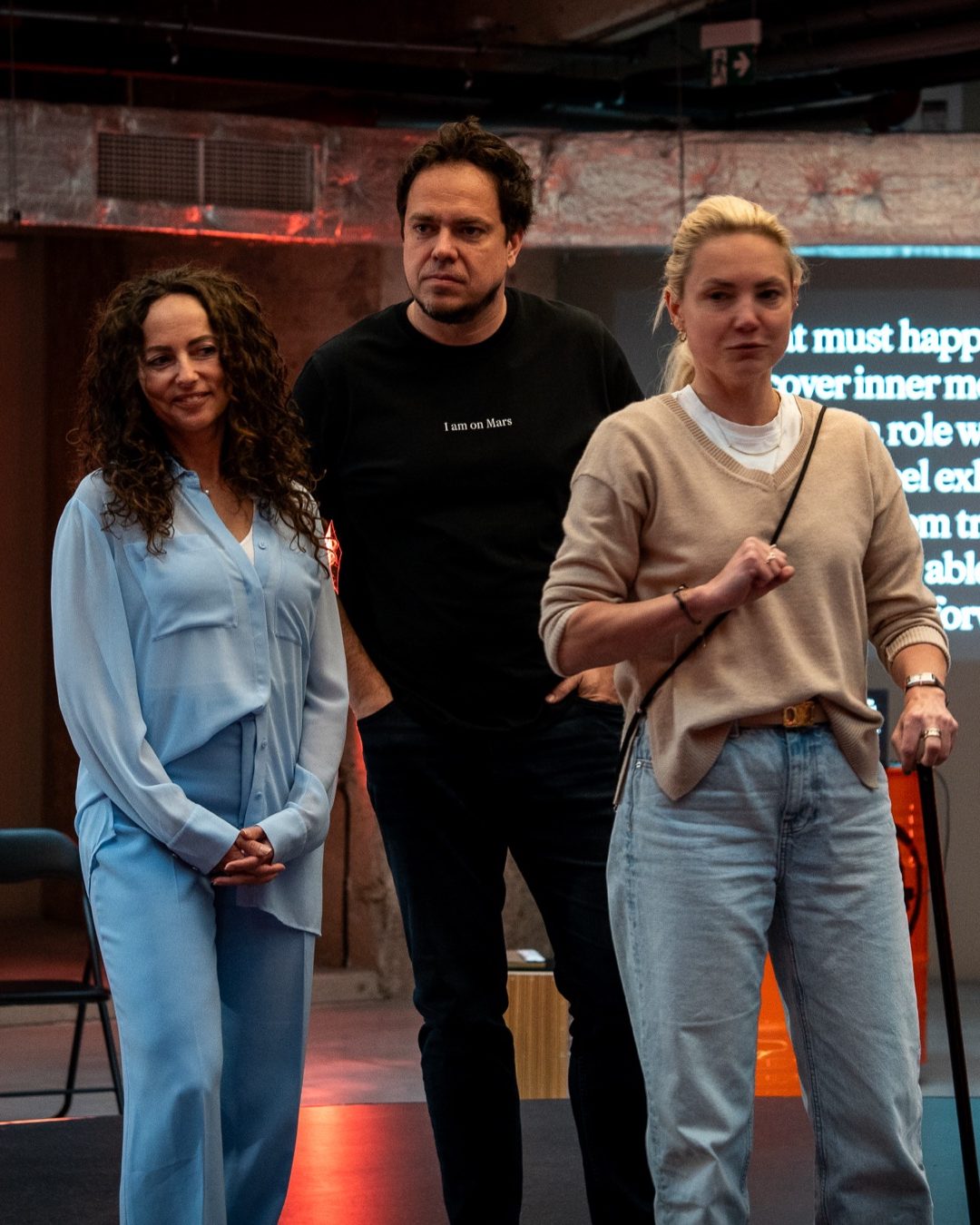 Radka Dohnalová, Milan Šemelák and their client on stage on Mars